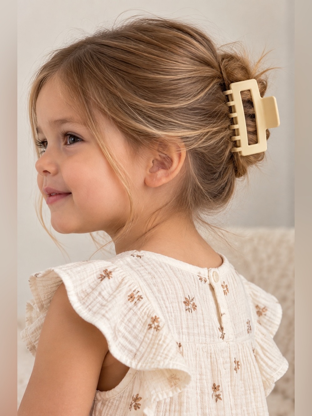 b.tween Large Ivory Rectangle Claw Hair Clip Neutral Cream